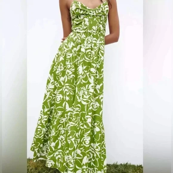 ZARA Floral Cutout Midi Dress - Picture 2 of 12